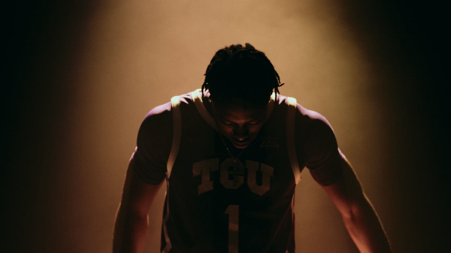Athlete in warm stage light